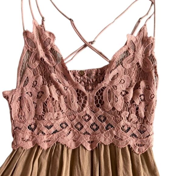 Free People Adella Adelle Two Tone Smocked Boho XS Dress - Picture 3 of 9